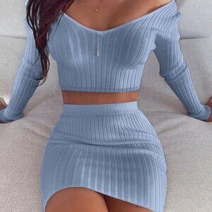 Women Ladies Casual Sexy Slim Mini Dress Skirt Bodycon Knit Sweater Party Club